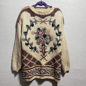 Shenanigans Vintage chunky knit boho wool sweater fits size L